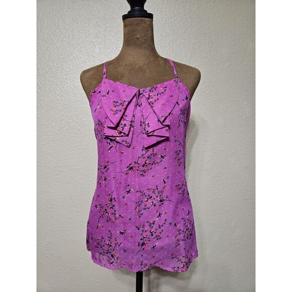 Xhilaration Women’s Pink Floral Ruffle Racerback Top – Size Large (M–L Fit) - Picture 1 of 2